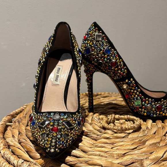 Miu Miu Black Heels with Multicolor Embellishments - Picture 5 of 12